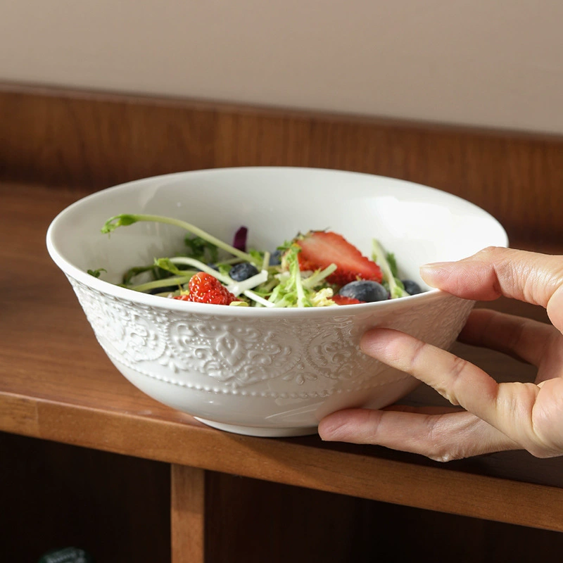 Porcelain Soup Bowl with Relief tableware view 2
