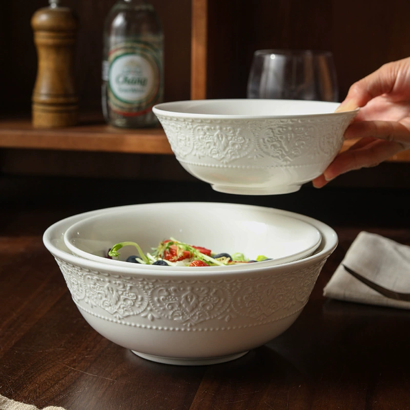 Porcelain Soup Bowl with Relief tableware view 3