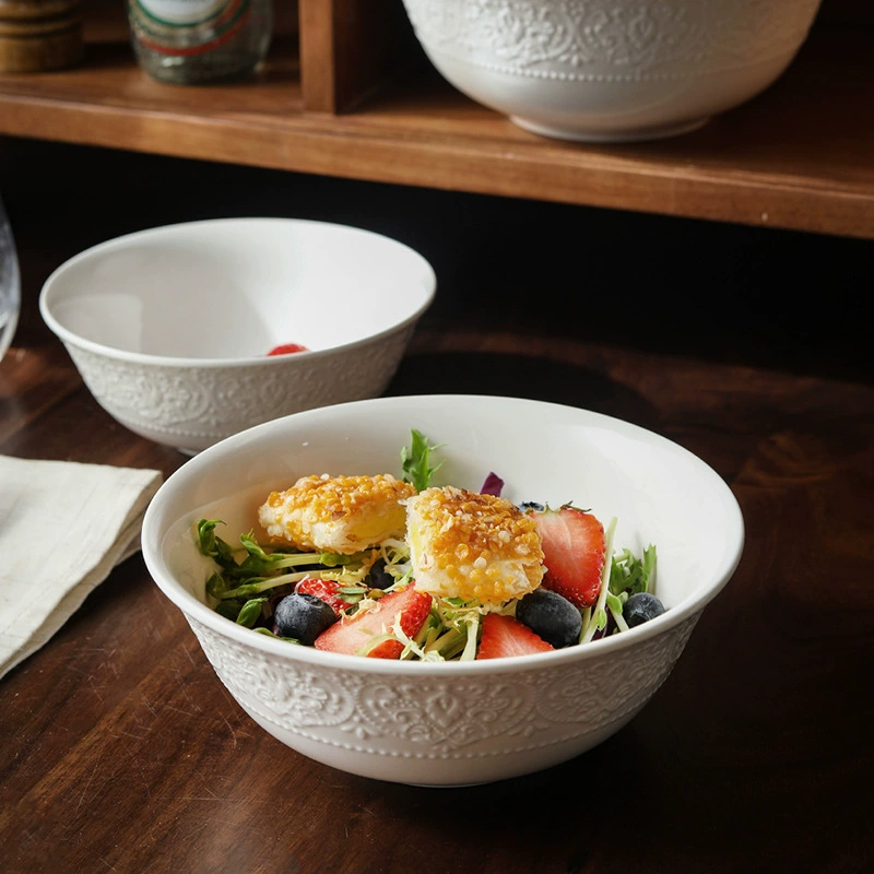 Porcelain Soup Bowl with Relief tableware view 4
