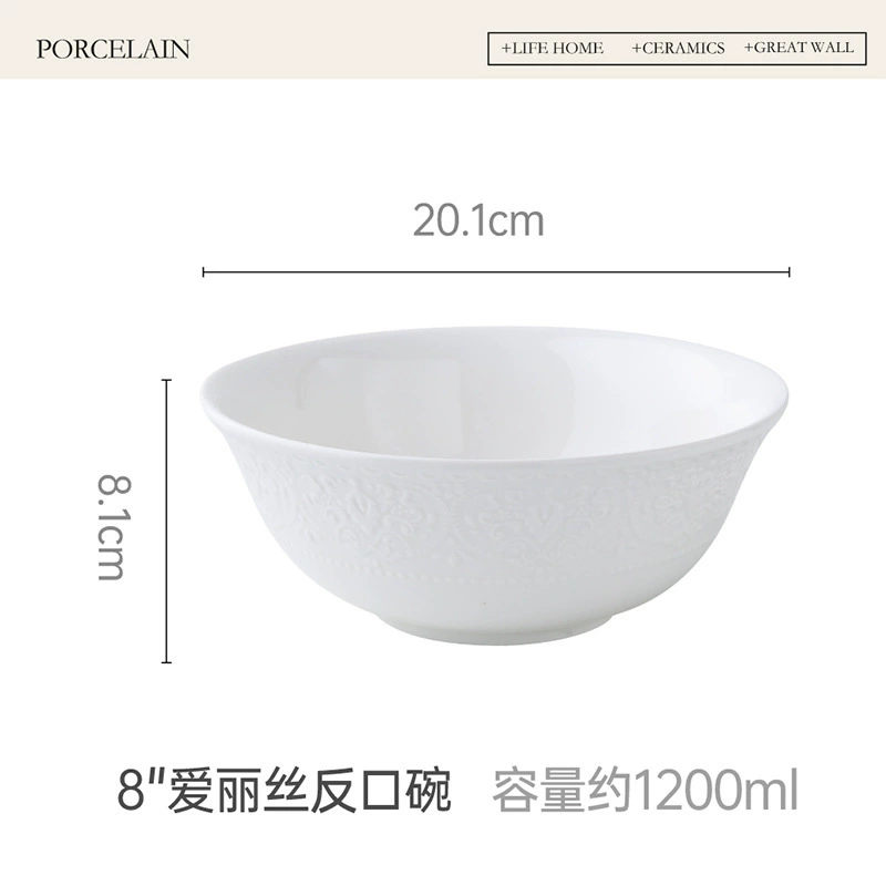 Porcelain Soup Bowl with Relief tableware view 8