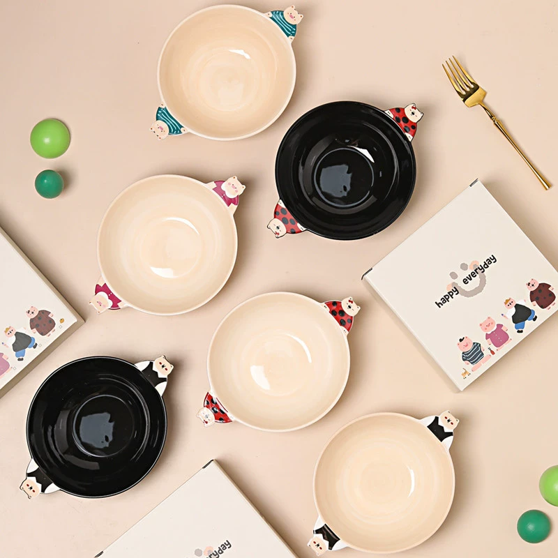 Bol de cerámica con diseño de frutas tableware
