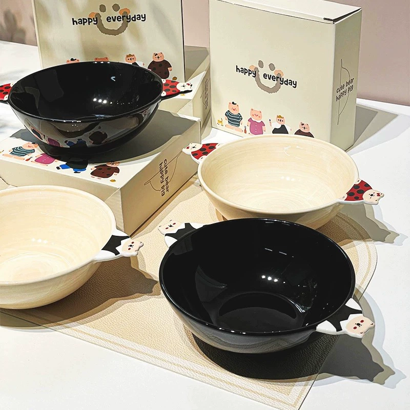Bol de cerámica con diseño de frutas tableware view 3