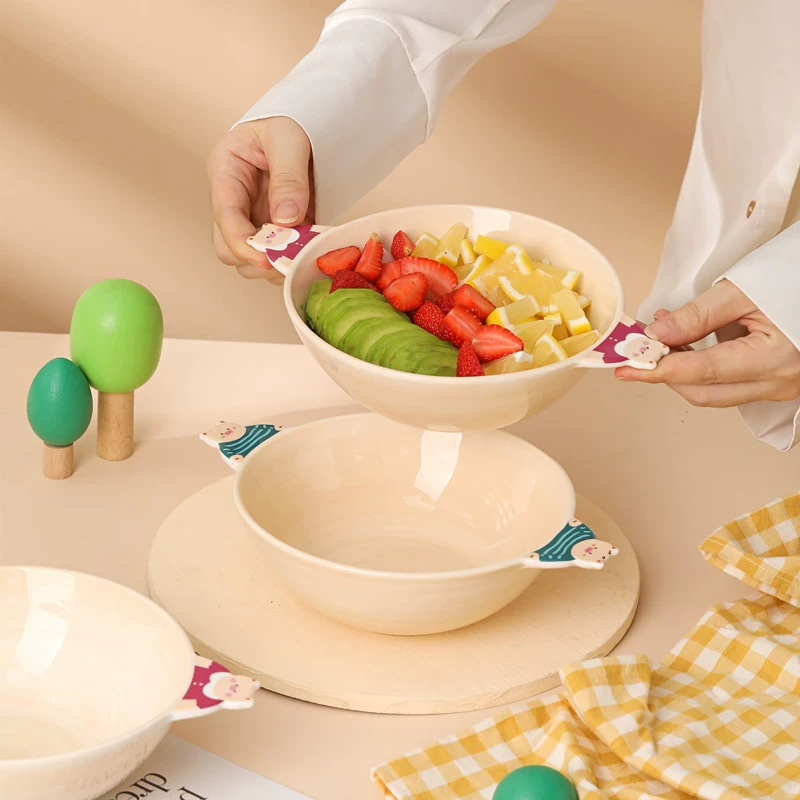 Bol de cerámica con diseño de frutas tableware view 4