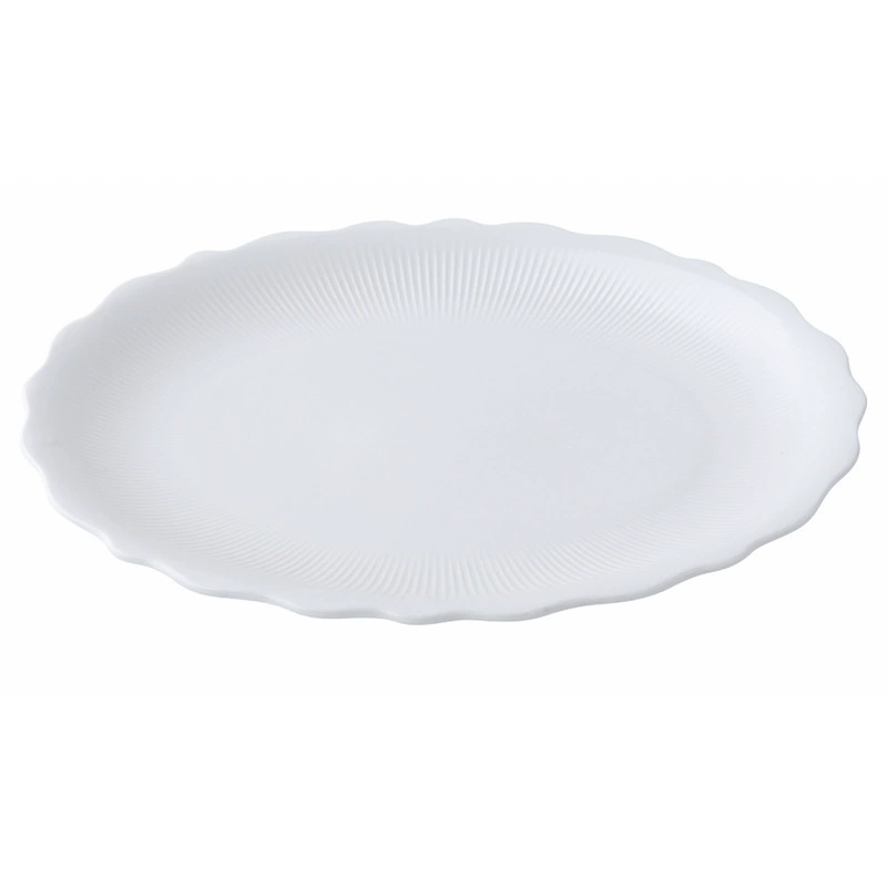 White Porcelain Oval Fish Plate with Lace Edge tableware view 5