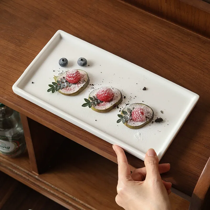 Porcelain Rectangular Dessert Plate tableware view 2