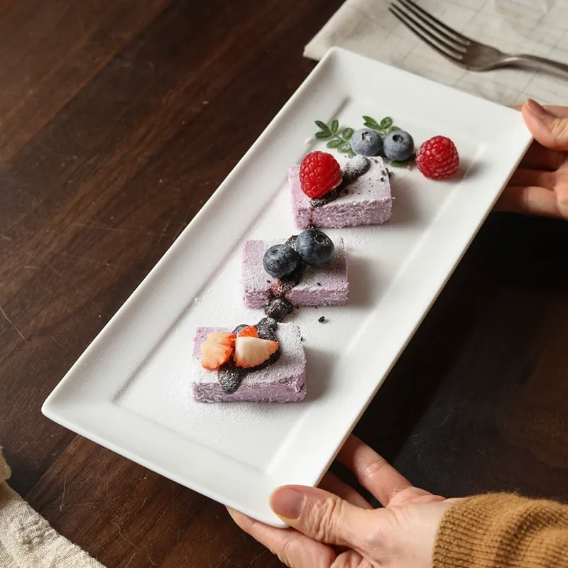 Porcelain Rectangular Dessert Plate tableware view 3