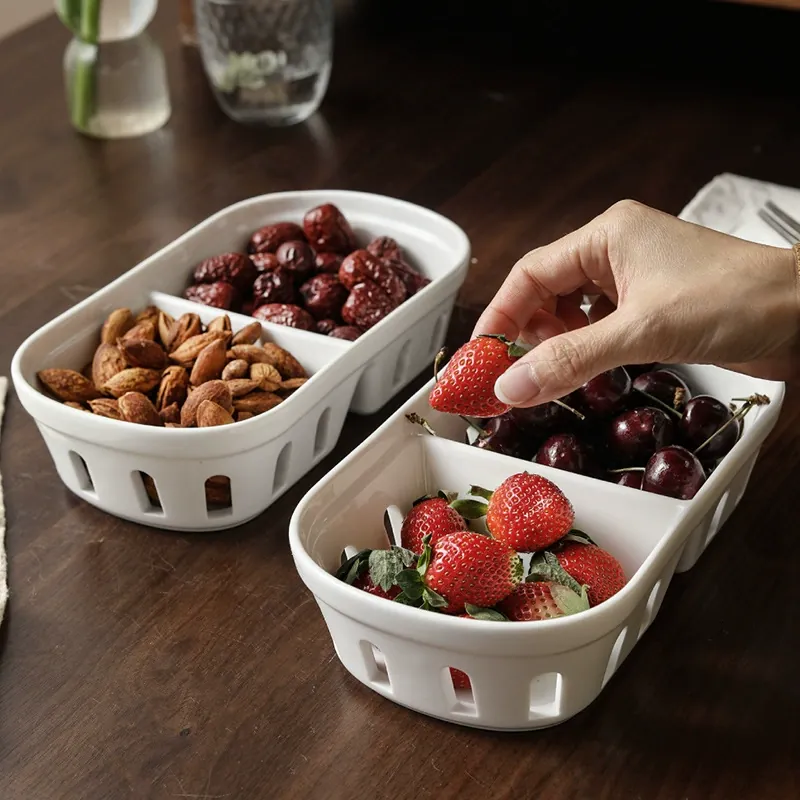 Porcelain Fruit Basket with Drainage