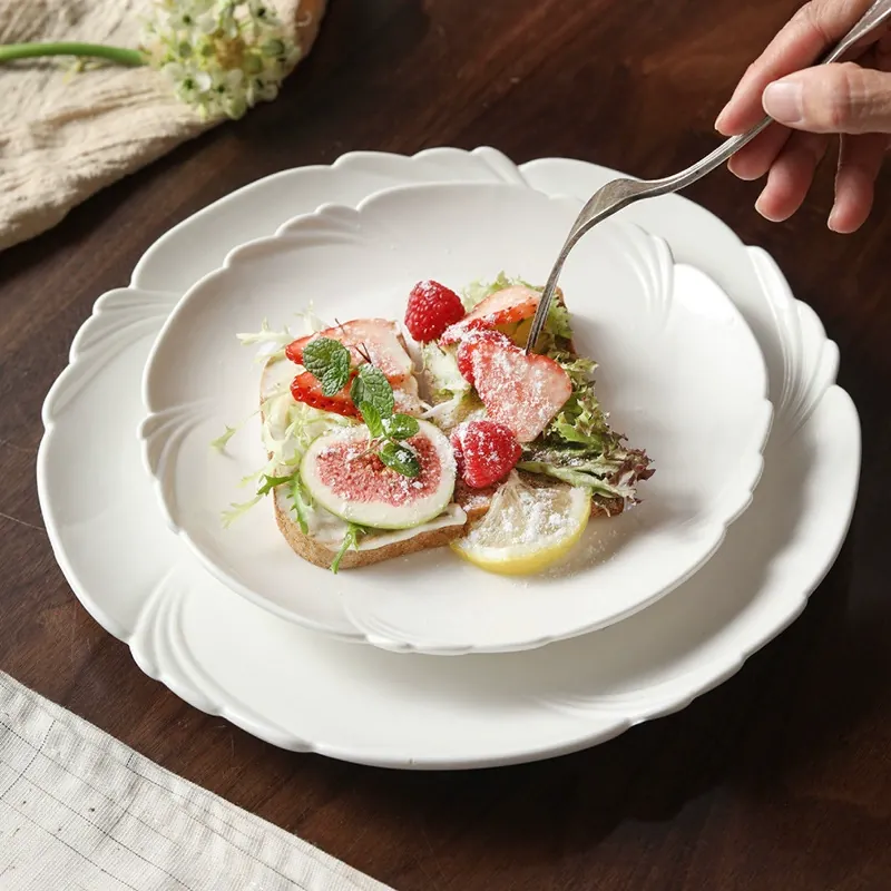 Petal-Shaped Porcelain Serving Plate