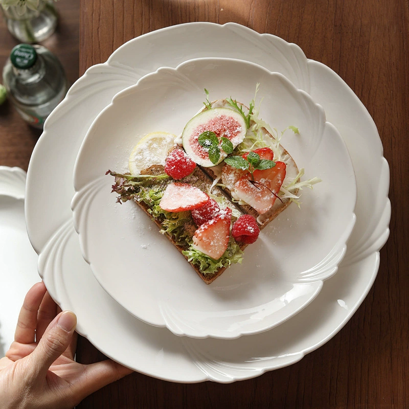 꽃잎 모양 도자기 서빙 접시 tableware view 3