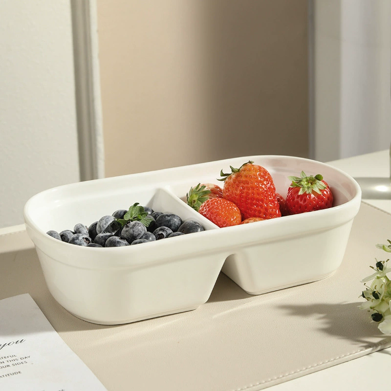 Porcelain Two-Compartment Serving Bowl