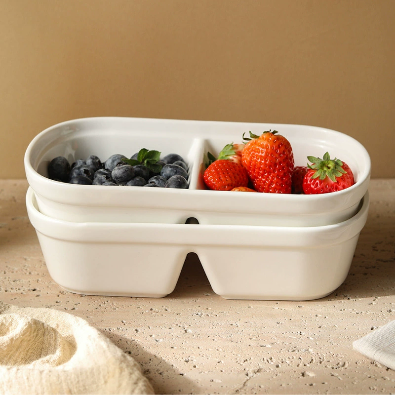 Porcelain Two-Compartment Serving Bowl tableware view 4