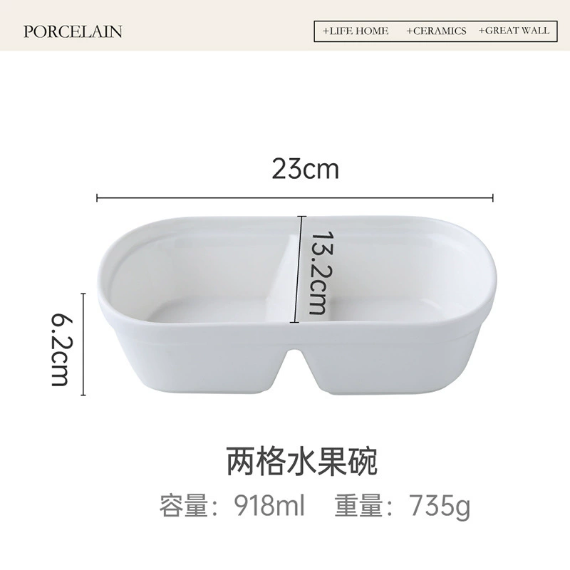 Porcelain Two-Compartment Serving Bowl tableware view 6