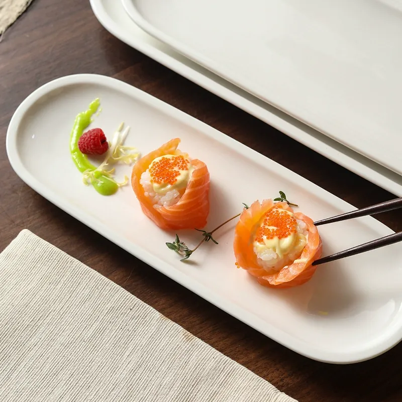 Plato rectangular para sushi de porcelana tableware view 4