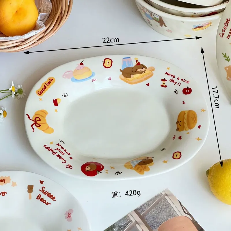 한국 동물 도자기 볼 & 접시 세트 tableware view 6