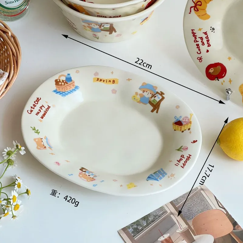 한국 동물 도자기 볼 & 접시 세트 tableware view 7