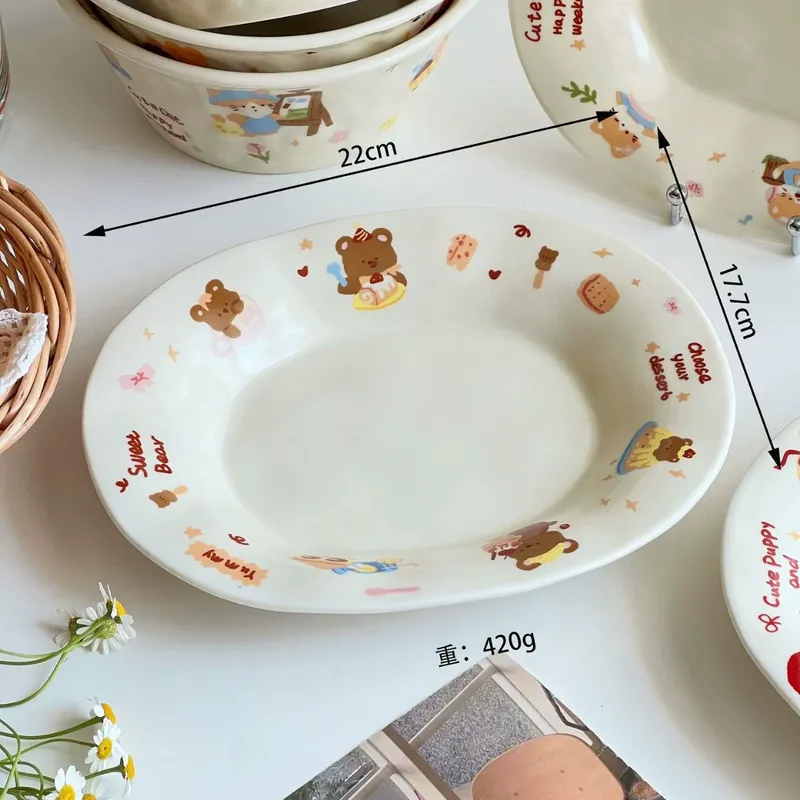 한국 동물 도자기 볼 & 접시 세트 tableware view 8
