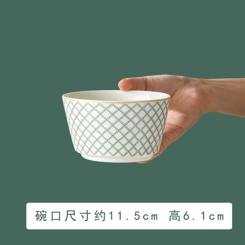 Набор зеленой керамической миски и тарелки tableware view 6