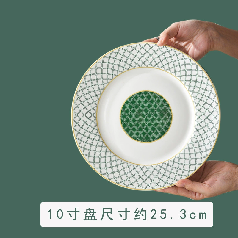 Набор зеленой керамической миски и тарелки tableware view 8