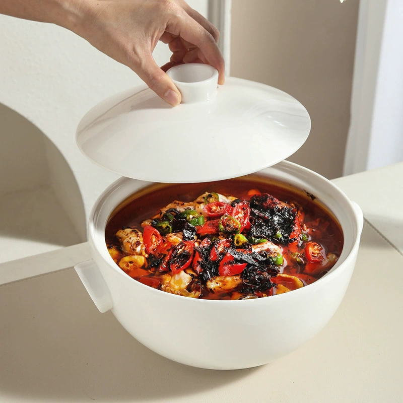 Porcelain Large Serving Bowl with Handles tableware view 3