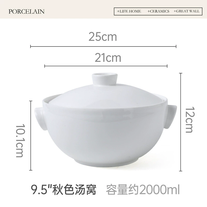 Porcelain Large Serving Bowl with Handles tableware view 6