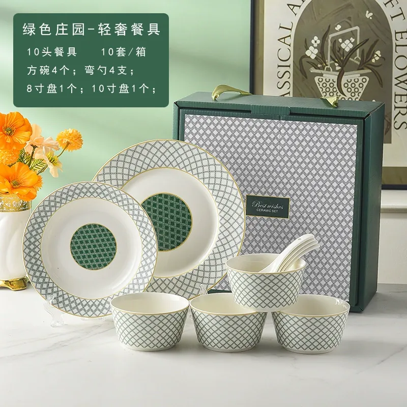 Керамический набор посуды в европейском стиле tableware view 6
