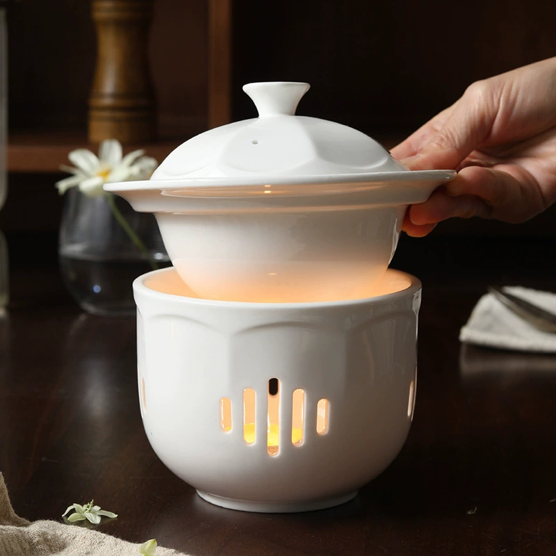 Porcelain Covered Soup Cup with Candle Warmer tableware view 2