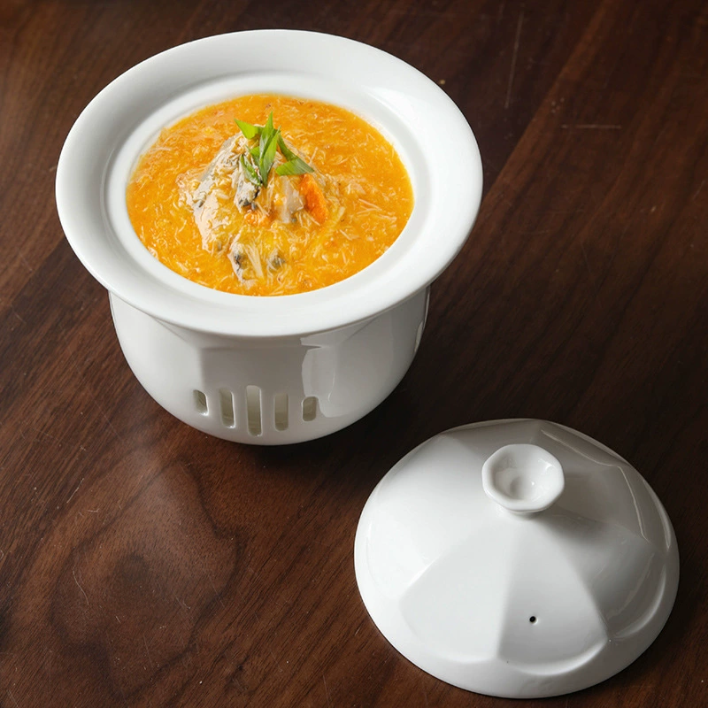 Porcelain Covered Soup Cup with Candle Warmer tableware view 3