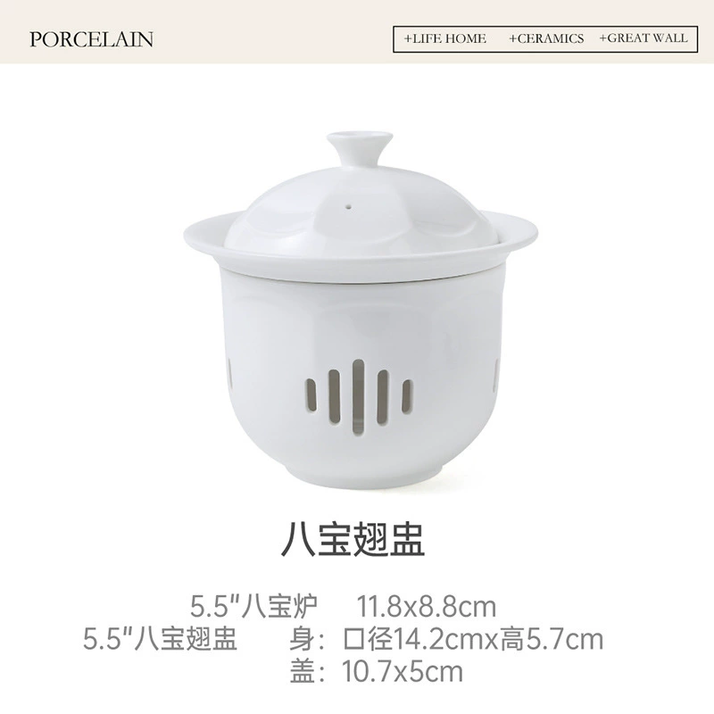 Porcelain Covered Soup Cup with Candle Warmer tableware view 6
