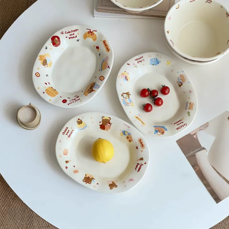 Cartoon Animal Ceramic Breakfast Bowl tableware view 4