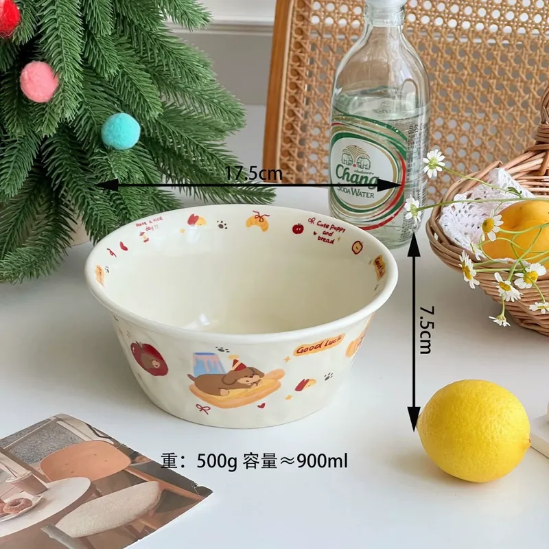 Cartoon Animal Ceramic Breakfast Bowl tableware view 6