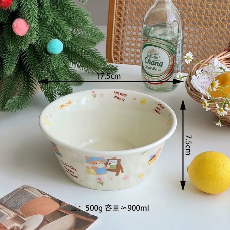 Cartoon Animal Ceramic Breakfast Bowl tableware view 7