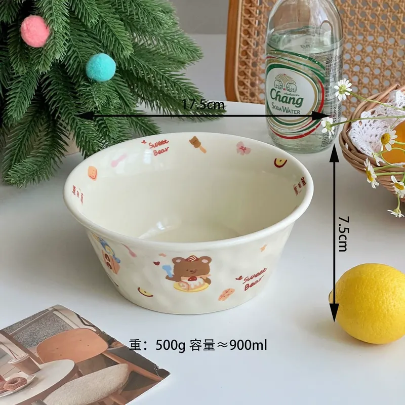 Cartoon Animal Ceramic Breakfast Bowl tableware view 8