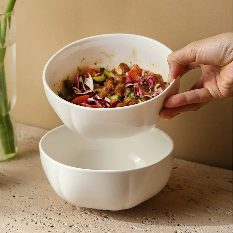 Petal-Shaped Porcelain Salad Bowl