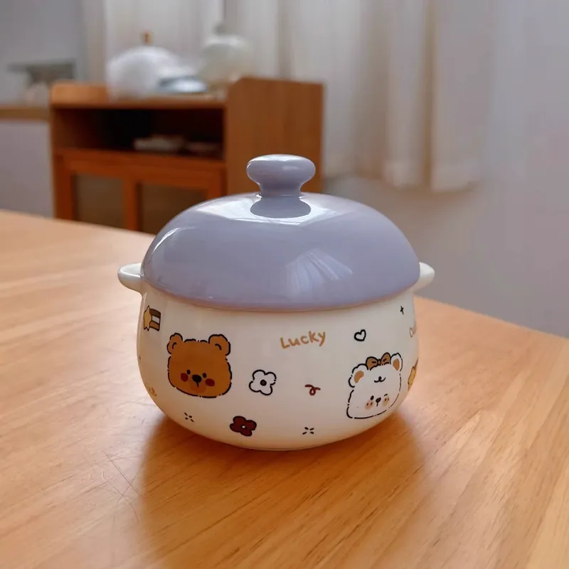 وعاء سيراميك للطهي بالبخار مع غطاء tableware