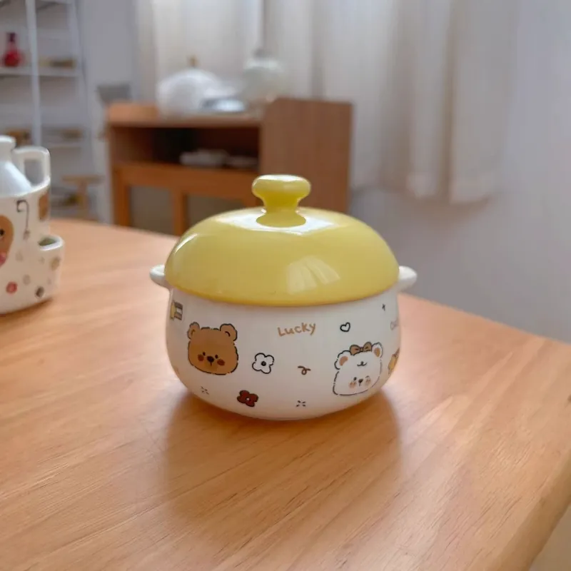 وعاء سيراميك للطهي بالبخار مع غطاء tableware view 2