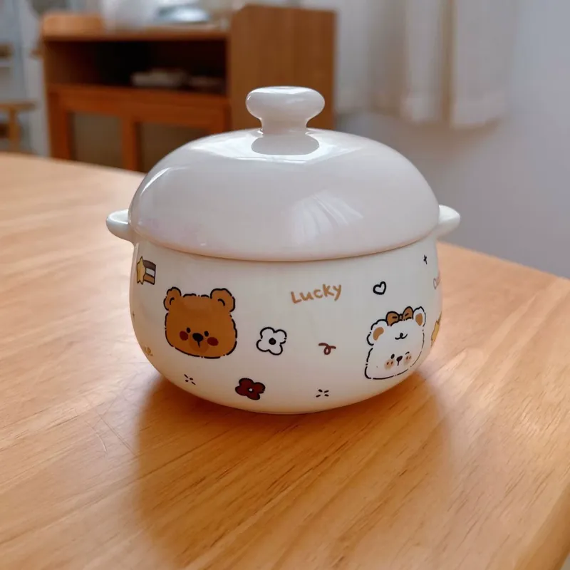 وعاء سيراميك للطهي بالبخار مع غطاء tableware view 4