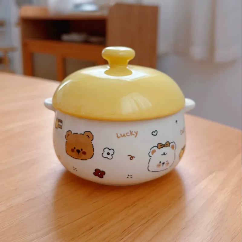 وعاء سيراميك للطهي بالبخار مع غطاء tableware view 6