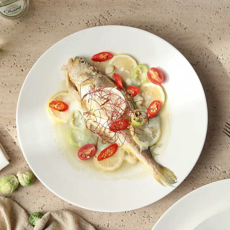 White Porcelain Dinner Plate tableware view 3