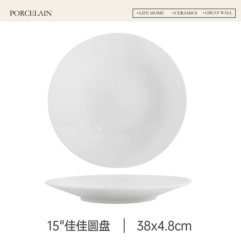 White Porcelain Dinner Plate tableware view 8