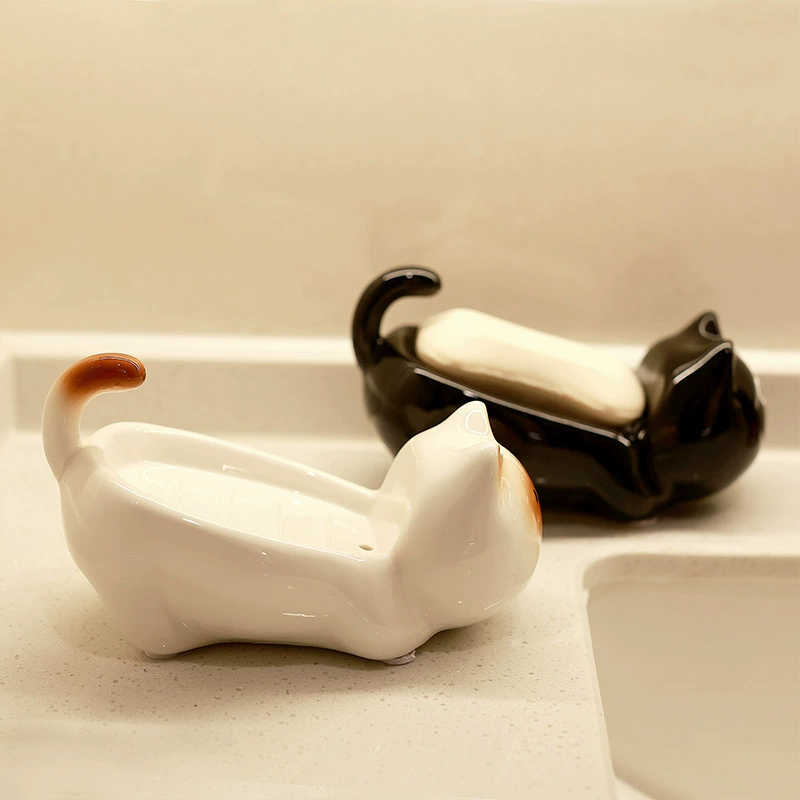 Porte-savon en céramique avec motif chat tableware view 2