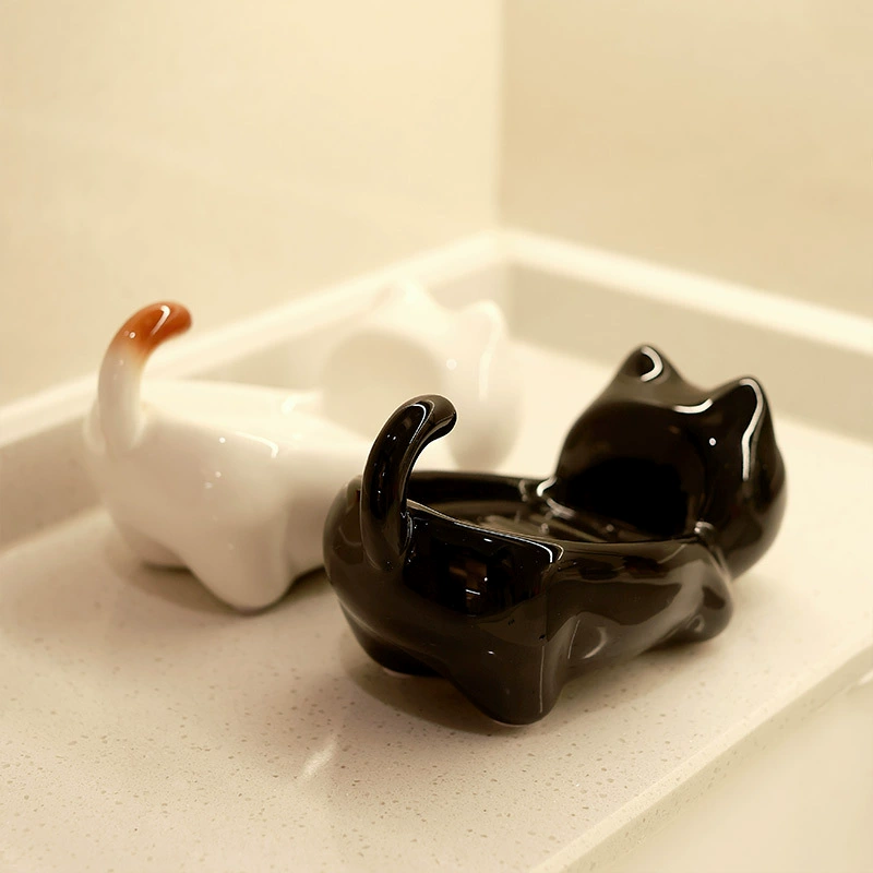 Porte-savon en céramique avec motif chat tableware view 3