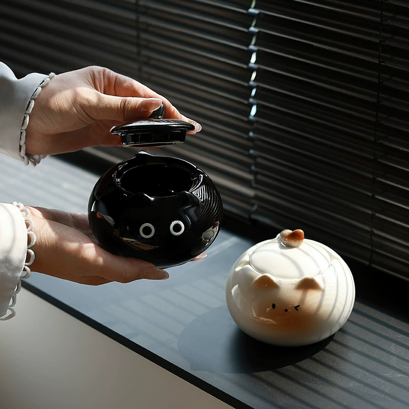 Ceramic Ashtray with Cat Design