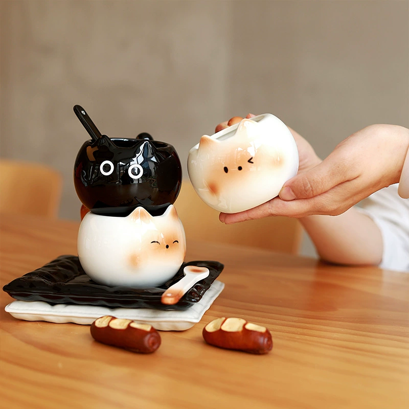 Ceramic Coffee Cup with Cat Design