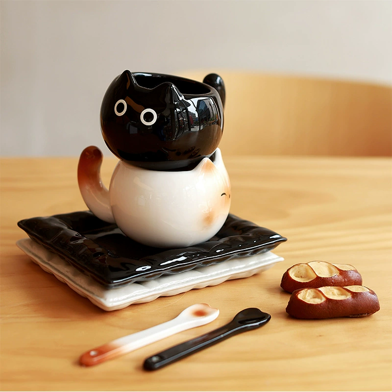 فنجان قهوة سيراميك بتصميم قط tableware view 2
