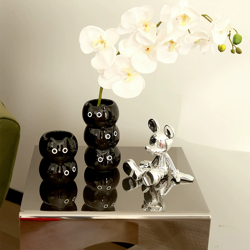Ceramic Vase with Cat Design