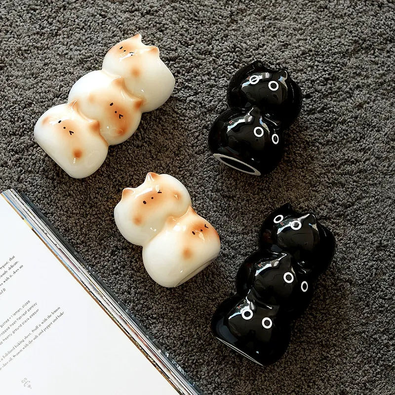 고양이 디자인 도자기 화병 tableware view 3