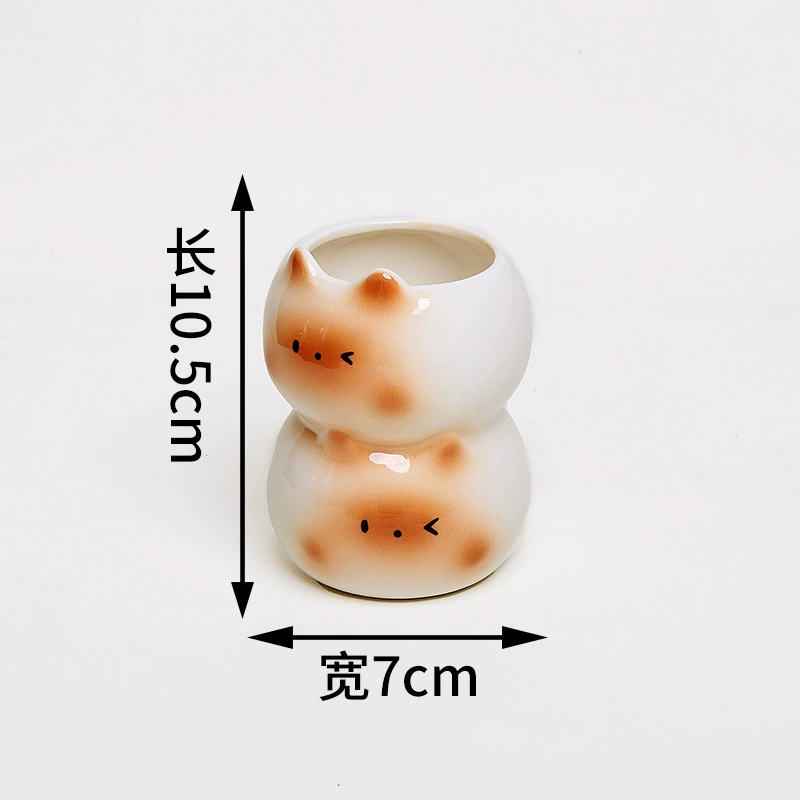 고양이 디자인 도자기 화병 tableware view 6