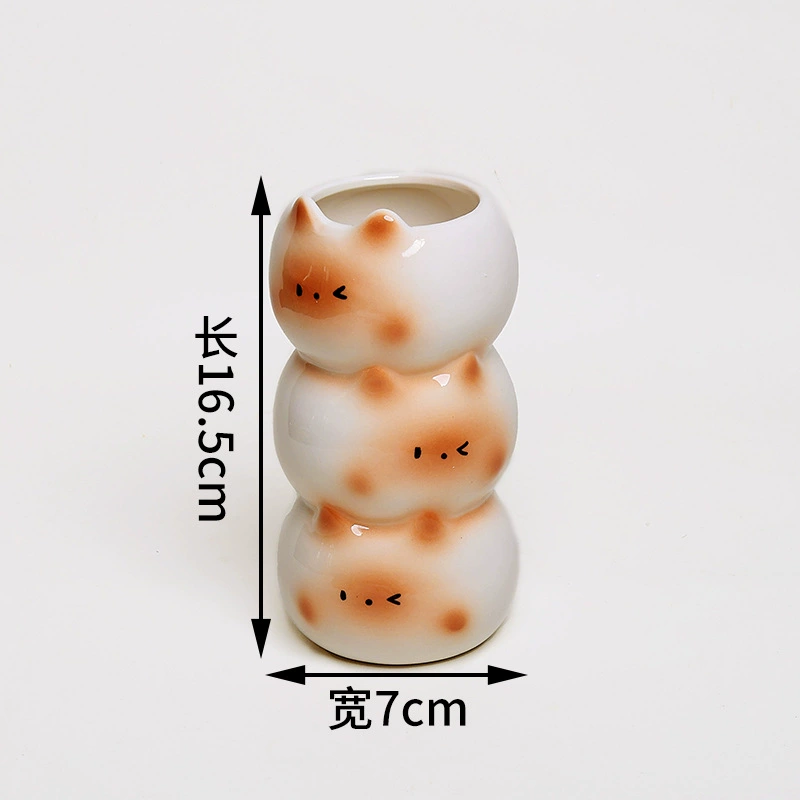 고양이 디자인 도자기 화병 tableware view 8