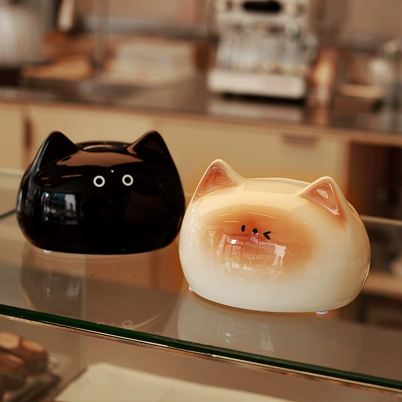 Ceramic Tissue Box with Cat Design