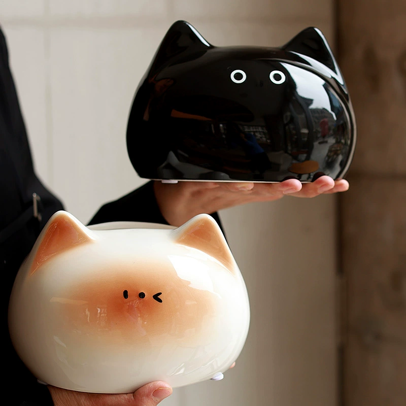 Ceramic Tissue Box with Cat Design tableware view 2